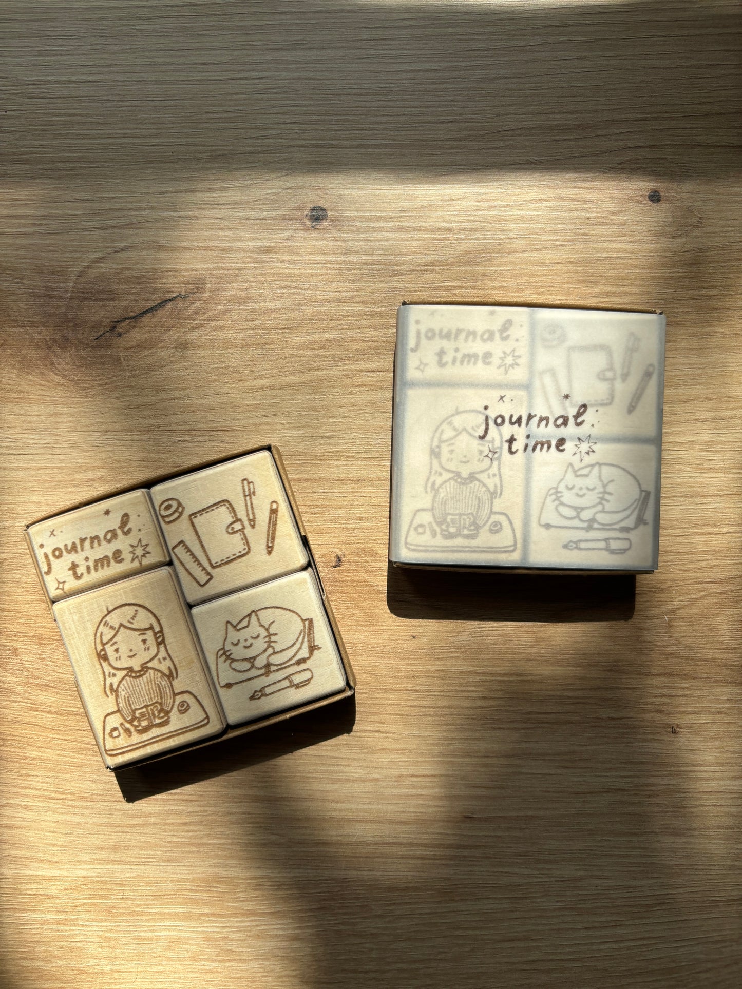 PRE-ORDER (abgeschlossen): Stempel Set "Journal time" - 4 Holzstempel (Versand Ende Februar)