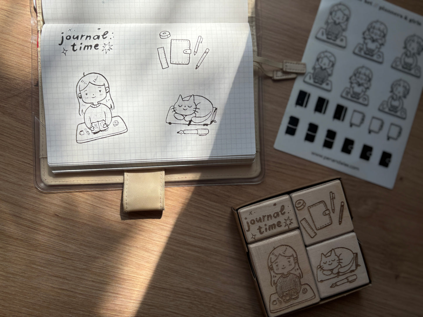 PRE-ORDER (abgeschlossen): Stempel Set "Journal time" - 4 Holzstempel (Versand Ende Februar)