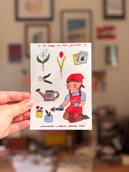 Patreon Sticker 06/2026 - a day in the garden